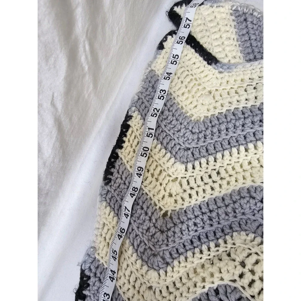 Vintage Large Crocheted Afghan Blanket Throw 60x56 Handwoven Grannycore
